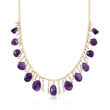 Cultured Pearl and 100.00 ct. t.w. Amethyst Drop Necklace in 18kt Gold Over Sterling