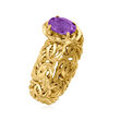 .80 Carat Amethyst Byzantine Ring in 18kt Gold Over Sterling