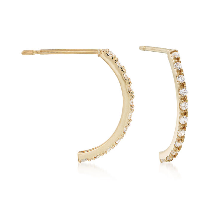 .10 ct. t.w. CZ Curved C-Hoop Earrings in 14kt Yellow Gold