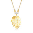 Italian 18kt Two-Tone Gold Monstera Leaf Necklace