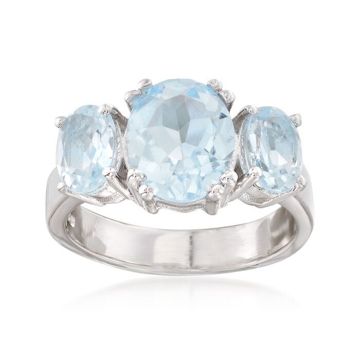 4.20 ct. t.w. Sky Blue Topaz Three-Stone Ring in Sterling Silver