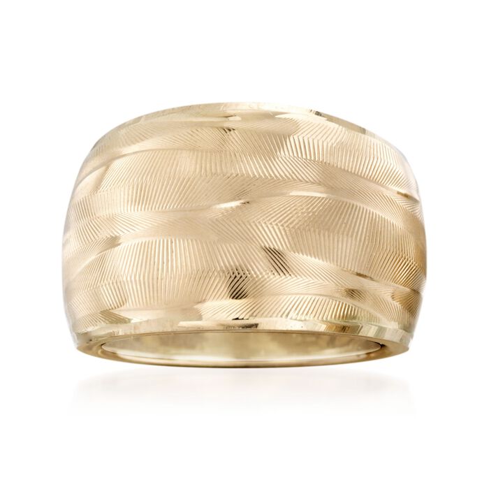 Italian 14kt Yellow Gold Wide Textured Dome Ring