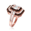 1.55 ct. t.w. White and Brown CZ Ring in 18kt Rose Gold Over Sterling