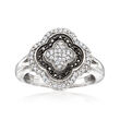 .25 ct. t.w. Black and White Diamond Clover Ring in Sterling Silver