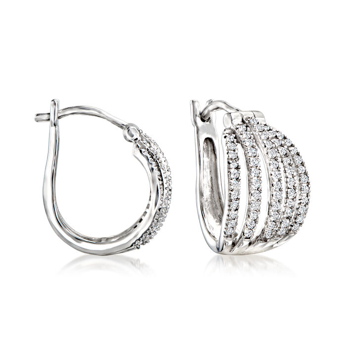.50 ct. t.w. Diamond Multi-Row Hoop Earrings in Sterling Silver