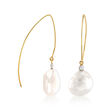 Mazza 16x14mm Cultured Baroque Pearl and .20 ct. t.w. Diamond Drop Earrings in 14kt Yellow Gold