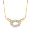 1.07 ct. t.w. Pave Diamond Link Centerpiece Necklace in 14kt Yellow Gold