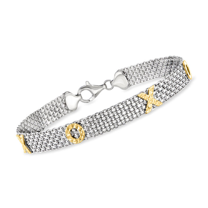 Sterling Silver and 14kt Yellow Gold XO Bismark-Link Bracelet
