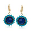 Lapis and Turquoise Drop Earrings in 18kt Gold Over Sterling Silver