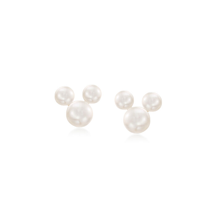 Child's Disney 3-5.5mm Cultured Pearl Mickey Mouse Stud Earrings in 14kt Yellow Gold