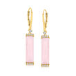 Pink Opal and .28 ct. t.w. White Topaz Drop Earrings in 18kt Gold Over Sterling