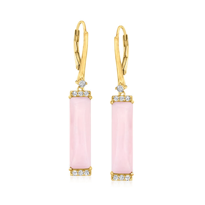 Pink Opal and .28 ct. t.w. White Topaz Drop Earrings in 18kt Gold Over Sterling