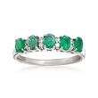 .70 ct. t.w. Emerald and .10 ct. t.w. Diamond Ring in 14kt White Gold