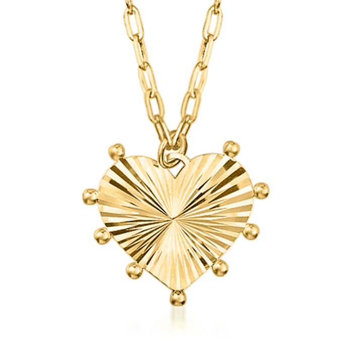 14kt Yellow Gold Starburst Heart Pendant Necklace