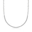 1.00 ct. t.w. Diamond Paper Clip Link Tennis Necklace in Sterling Silver