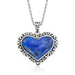 Lapis Heart Pendant Necklace in Sterling Silver
