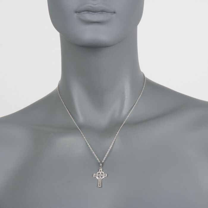 Sterling Silver Celtic Cross Pendant Necklace 18-inch