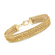 Italian 14kt Yellow Gold Wheat and Rope-Link Bracelet