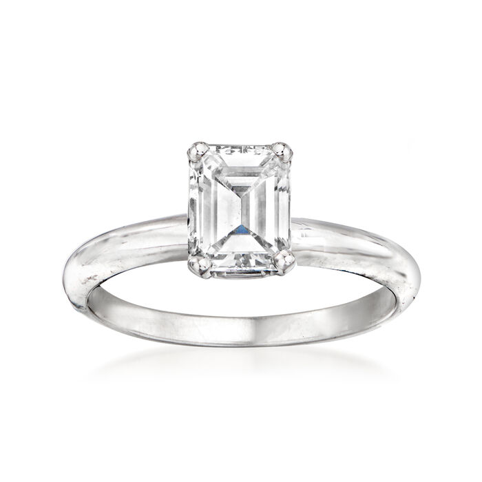 1.20 Carat Certified Emerald-Cut Solitaire Diamond Engagement Ring in 14kt White Gold