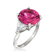 6.25 Carat Simulated Pink Sapphire and 1.50 ct. t.w. CZ Ring in Sterling Silver