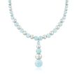 86.75 ct. t.w. Aquamarine Beaded Y-Necklace in Sterling Silver 
