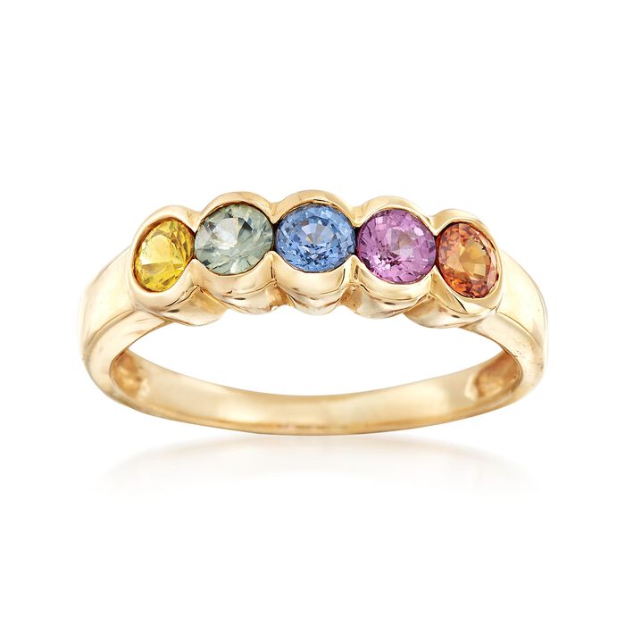 1.10 ct. t.w. Multicolored Sapphire Ring in 14kt Yellow Gold