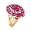 3.50 ct. t.w. Ruby and .36 ct. t.w. Diamond Ring in 18kt Yellow Gold