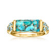 Turquoise and .70 ct. t.w. Sky Blue Topaz Ring in 18kt Gold Over Sterling