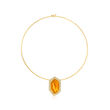 C. 1980 Vintage 26.50 Carat Citrine and .75 ct. t.w. Diamond Pendant Omega Necklace in 14kt and 18kt Yellow Gold