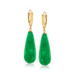 40.00 ct. t.w. Green Quartz Drop Earrings in 14kt Yellow Gold