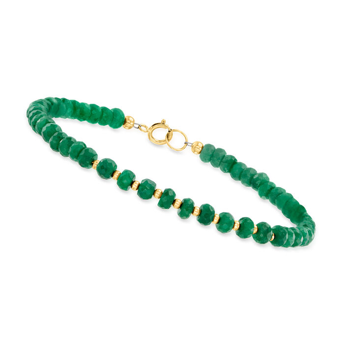 20.00 ct. t.w. Emerald Bead Bracelet in 10kt Yellow Gold