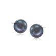 8-9mm Black Cultured Pearl Stud Earrings in 14kt White Gold