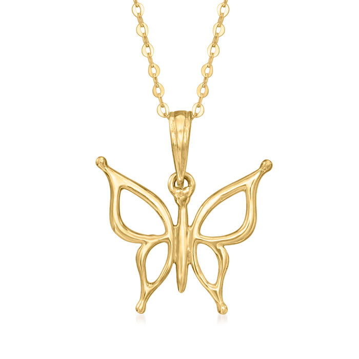 10kt Yellow Gold Open-Space Butterfly Pendant Necklace