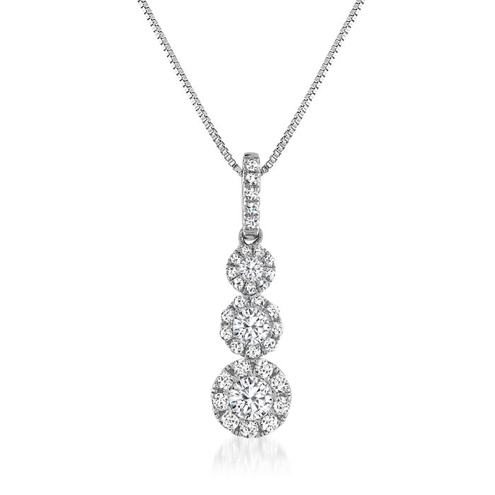 .75 ct. t.w. Diamond Graduated Pendant Necklace in 14kt White Gold