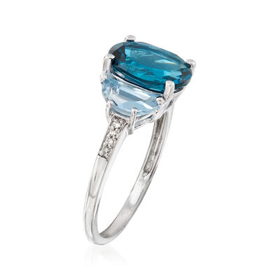 4.50 ct. t.w. London and Sky Blue Topaz Ring with Diamond Accents in Sterling Silver