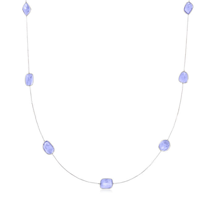 20.00 ct. t.w. Tanzanite Station Necklace in 18kt White Gold