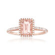 .90 Carat Morganite and .22 ct. t.w. Diamond Ring in 14kt Rose Gold