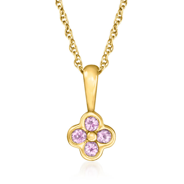 Amethyst-Accented Flower Pendant Necklace in 14kt Yellow Gold
