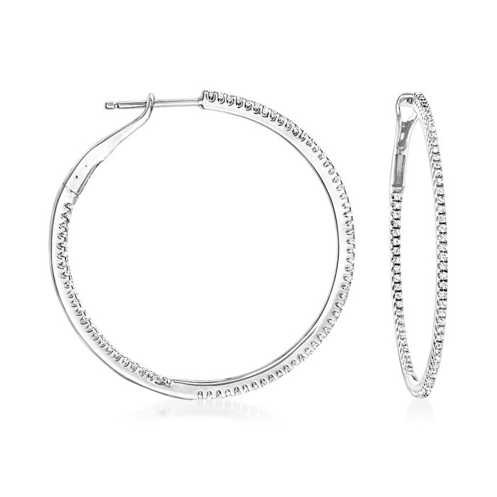 .42 ct. t.w. Diamond Inside-Outside Hoop Earrings in 14kt White Gold