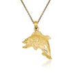 14kt Yellow Gold Bass Fish Pendant Necklace