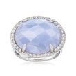 Blue Agate and .50 ct. t.w. White Topaz Ring in Sterling Silver