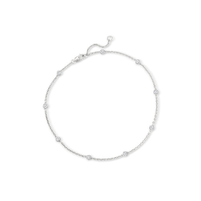 .50 ct. t.w. Diamond Station Anklet in Sterling Silver