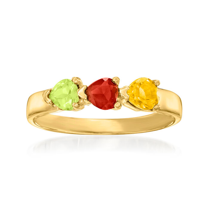 Personalized Heart Band Ring in 14kt Gold  3 to 5 Birthstones