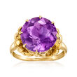 C. 1960 Vintage 6.15 Carat Amethyst Ring in 14kt Yellow Gold