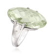 20.00 Carat Prasiolite Ring with White Zircon Accents in Sterling Silver