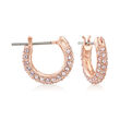 Swarovski Crystal Pink Crystal Huggie Hoop Earrings in Rose Gold-Plated Metal