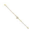 14kt Yellow Gold Heart and Cross Bracelet with White Rhodium