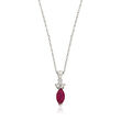 C. 1990 Vintage .45 Carat Ruby Pendant Necklace With .10 ct. t.w. Diamond Accents in 14kt White Gold