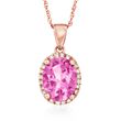 2.40 Carat Topaz Pendant Necklace with Diamond Accents in 14kt Rose Gold