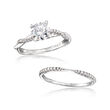 1.54 ct. t.w. Moissanite Bridal Set: Engagement and Wedding Rings in Sterling Silver